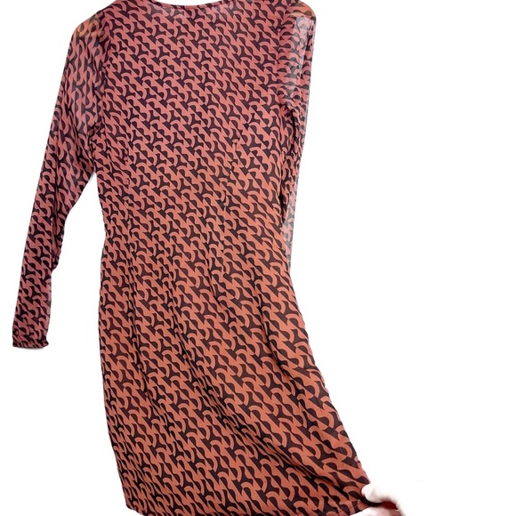 NWT A New Day Women's Ruched V Neck Long Sleeve Geometric Print Mini Dress - Picture 12 of 16